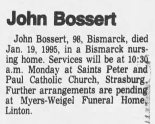 Clipping from The Bismarck Tribune